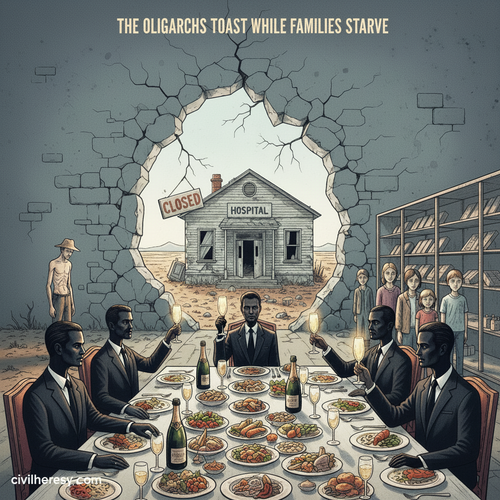 The Oligarchs Feast While America Starves – Anti-Corruption Political Art Print (Digital Download)