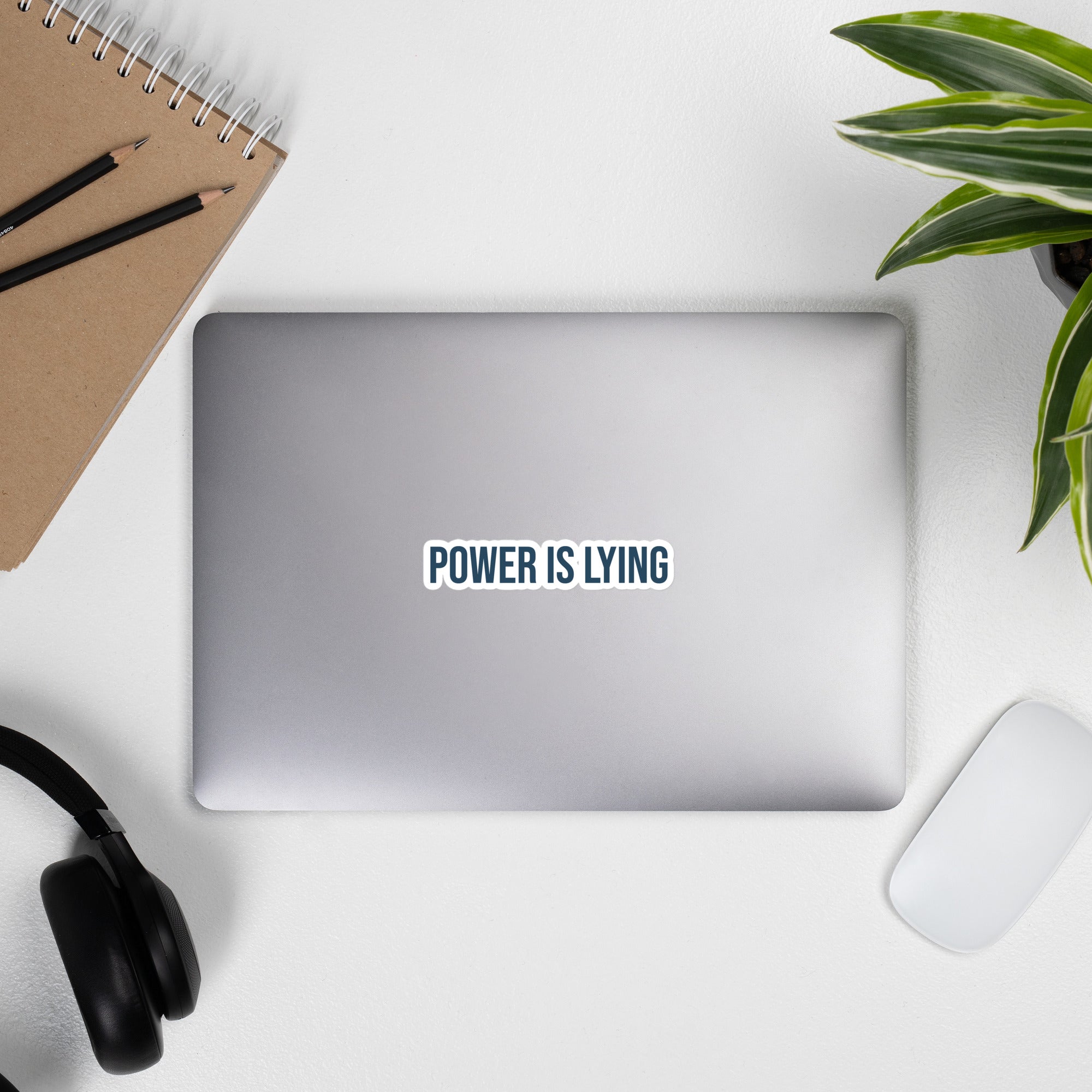 The “Power is Lying” sticker from Civil Heresy - Bubble-free stickers