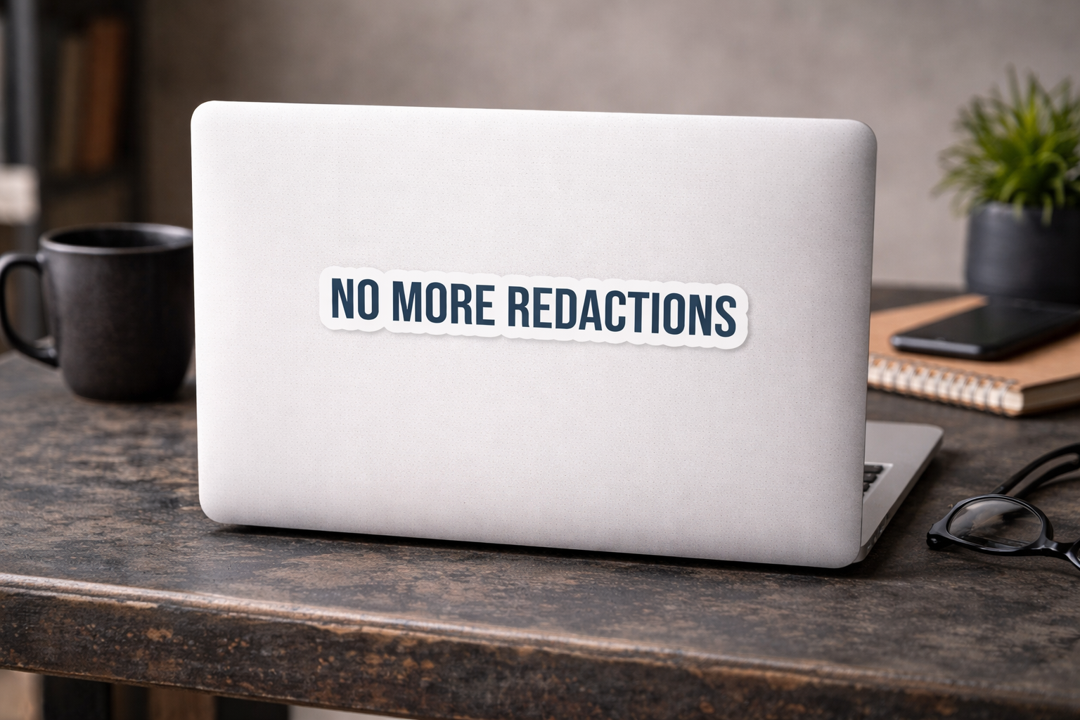 The “No More Redactions” sticker from Civil Heresy - Bubble-free stickers
