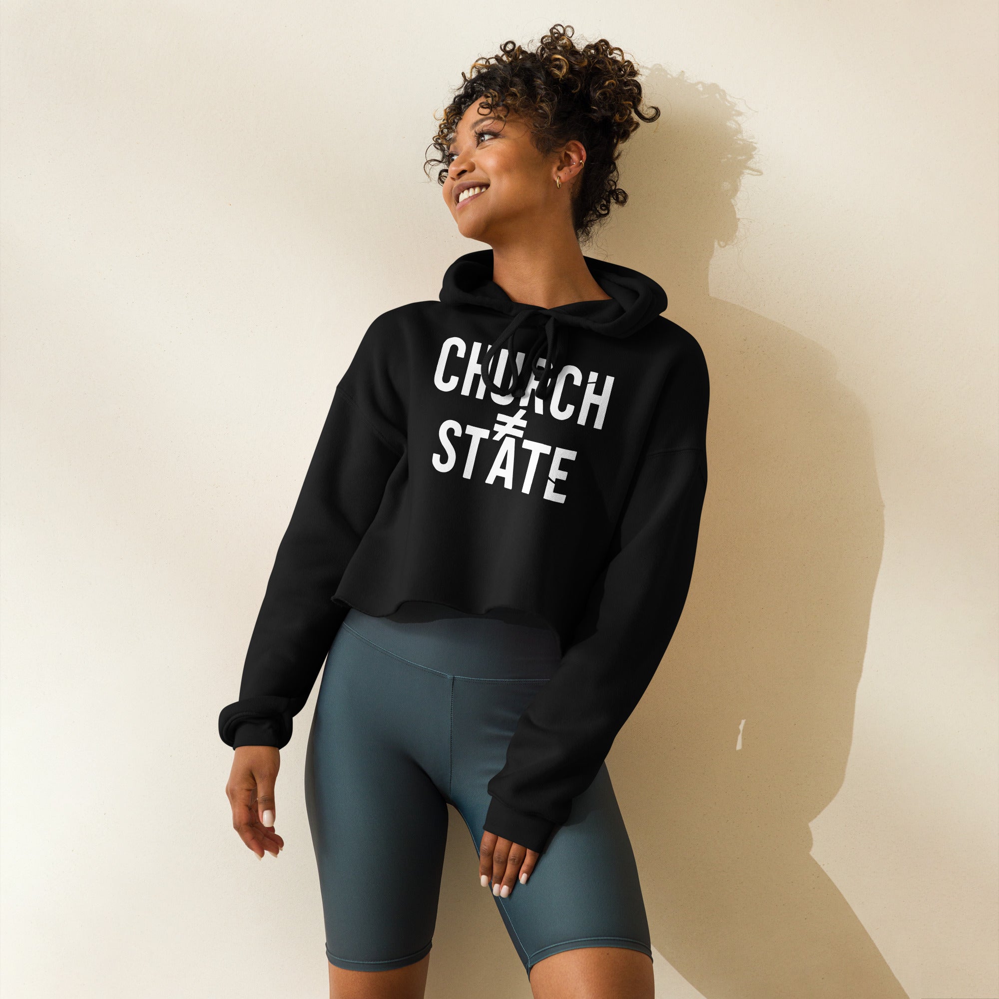 Church ≠ State Unisex Crop Hoodie – Satirical Protest Shirt for Rebels and Free Thinkers
